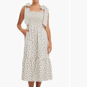 English Factory Floral Bow Tie Midi Dress